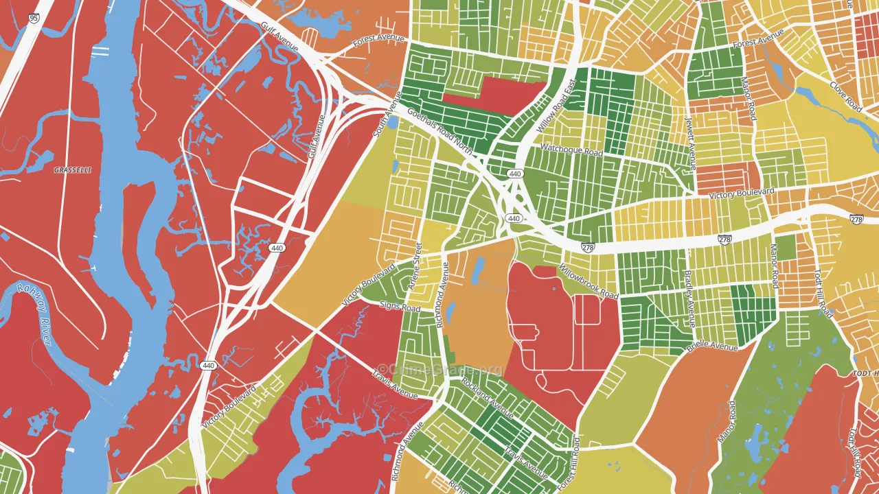 Bulls Head, Staten Island, NY Map of Burglary Rates