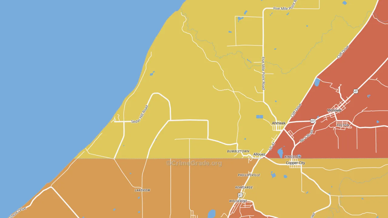 Bumbletown, MI Map of Burglary Rates