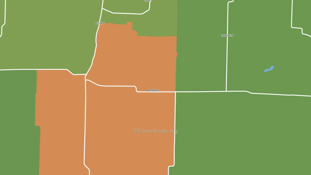 Bunceton, MO Map of Burglary Rates