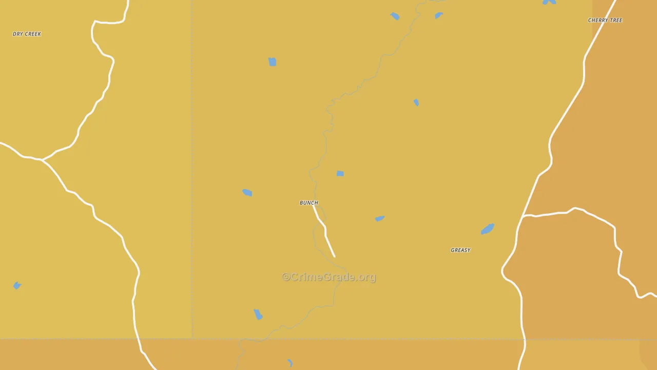 Bunch, OK Map of Burglary Rates