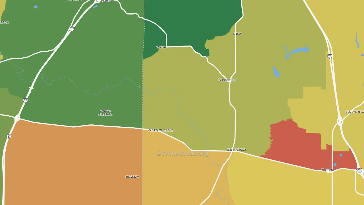 Buncombe, IL Map of Burglary Rates