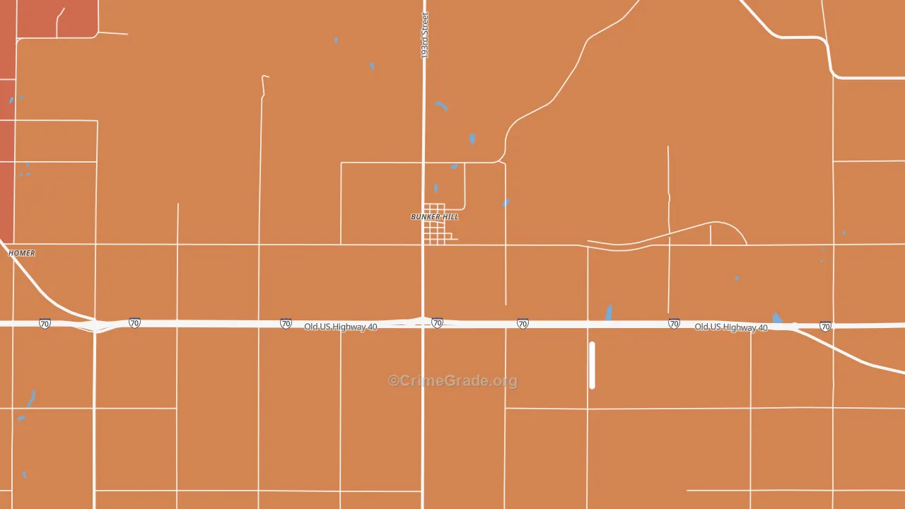 Bunker Hill, KS Map of Burglary Rates