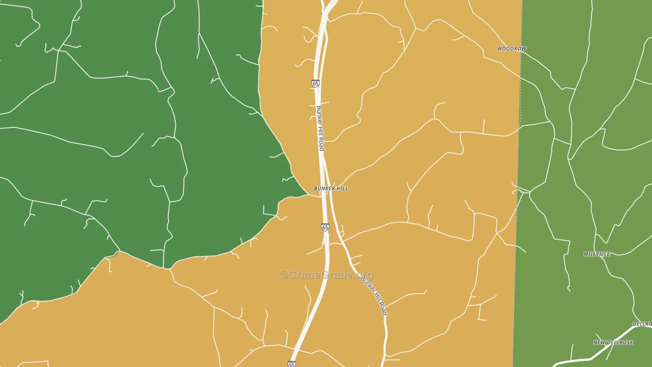 Bunker Hill, TN Map of Burglary Rates