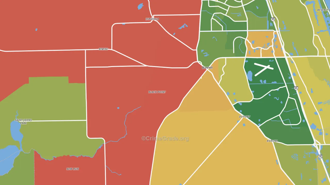 Bunnell, FL Map of Burglary Rates