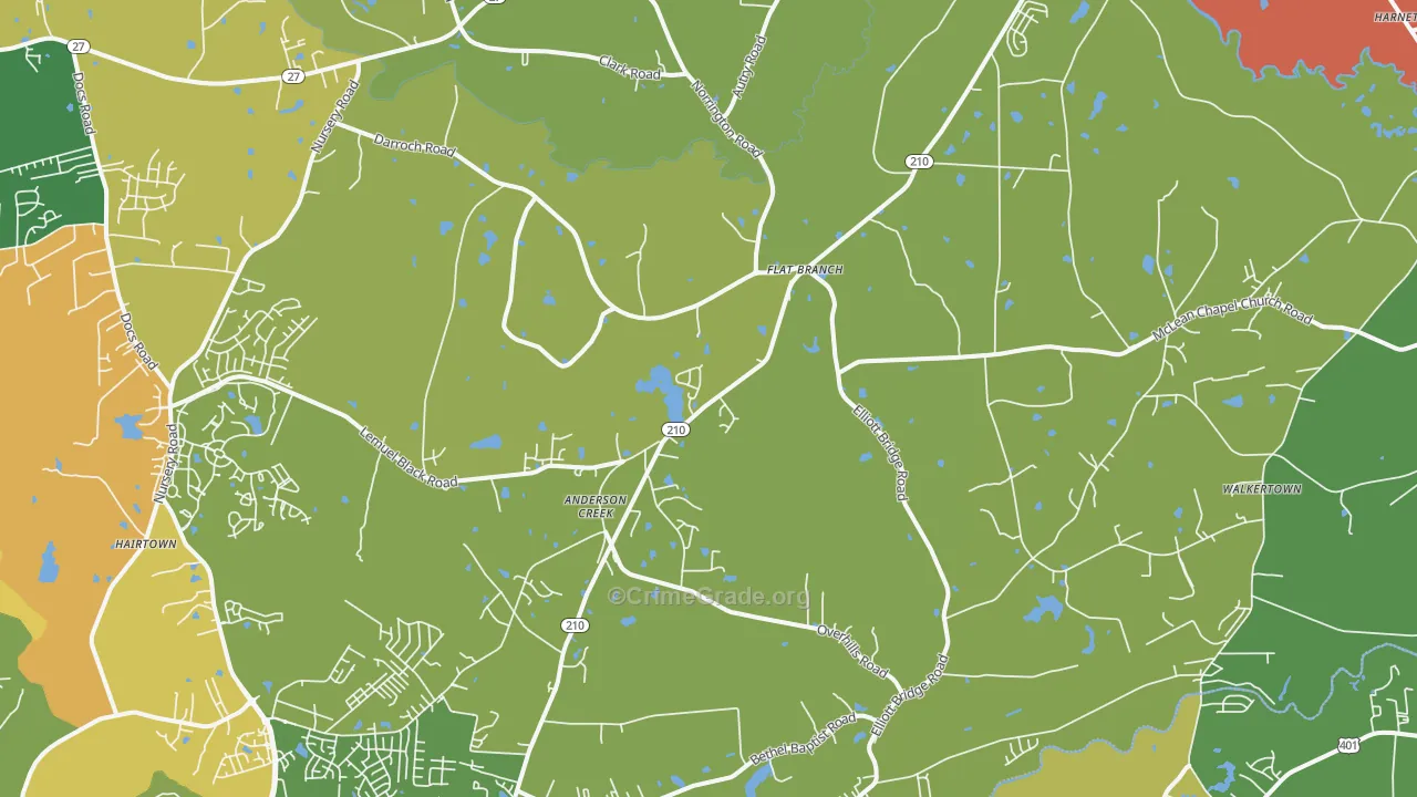 Bunnlevel, NC Map of Burglary Rates