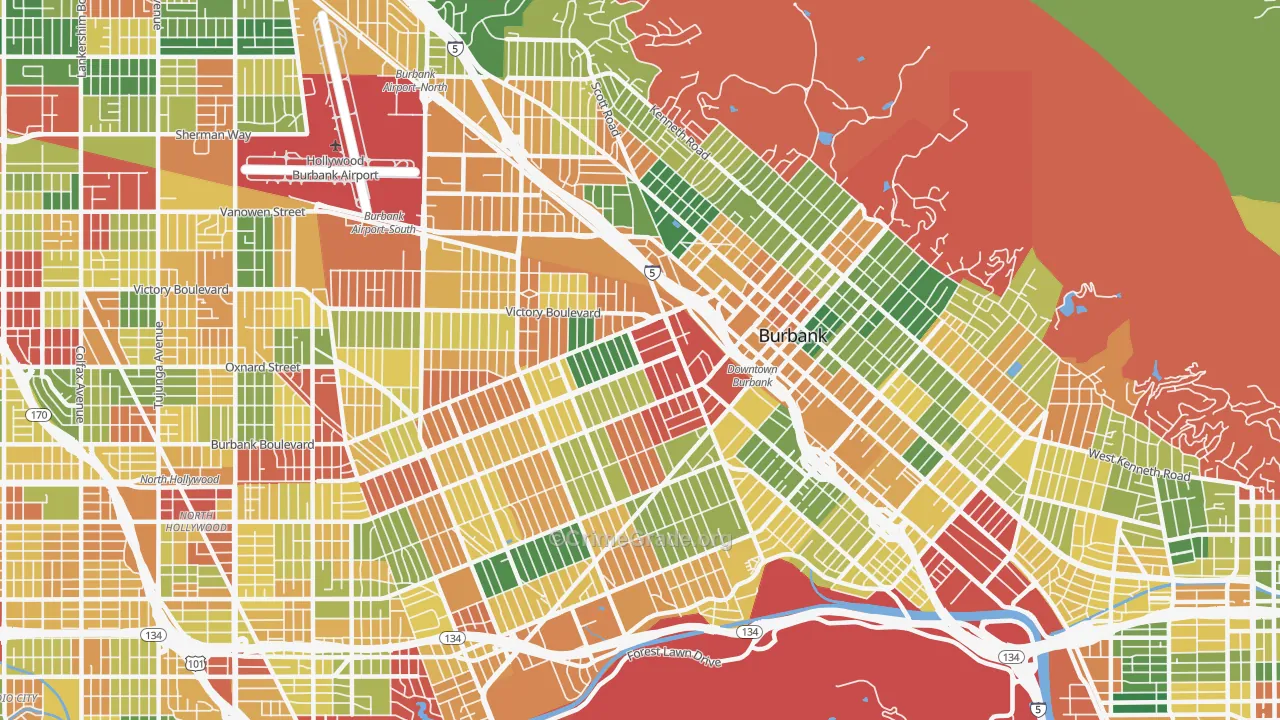 Burbank, CA Map of Burglary Rates