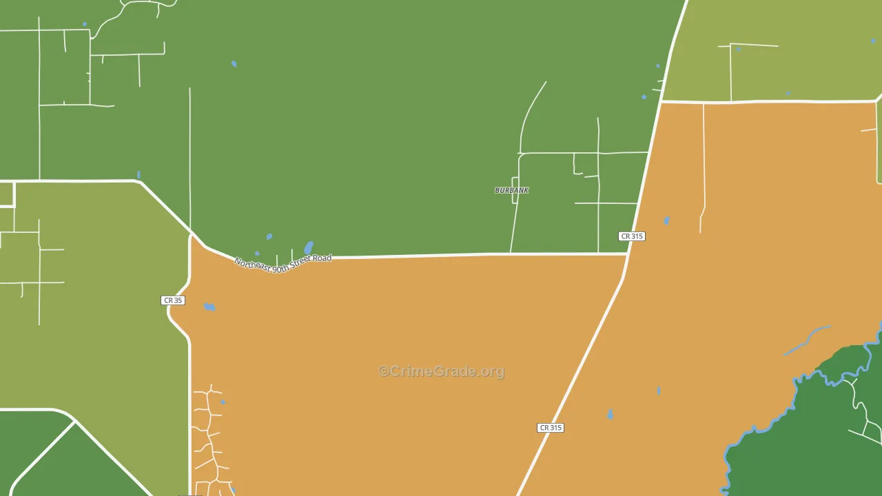 Burbank, FL Map of Burglary Rates