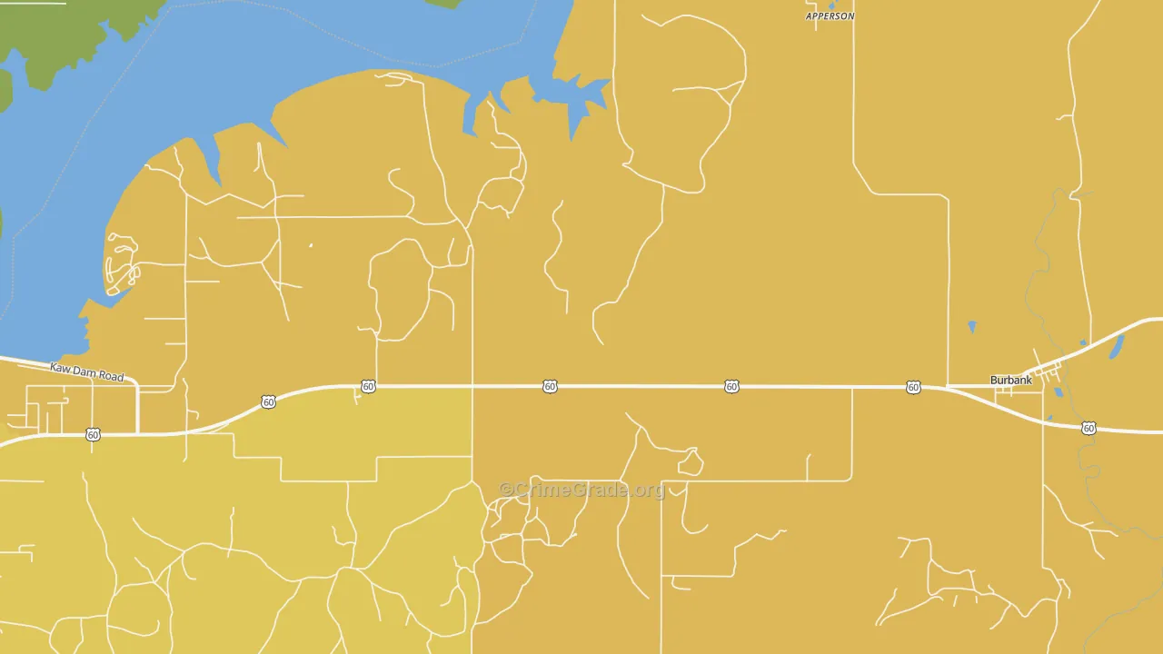 Burbank, OK Map of Burglary Rates