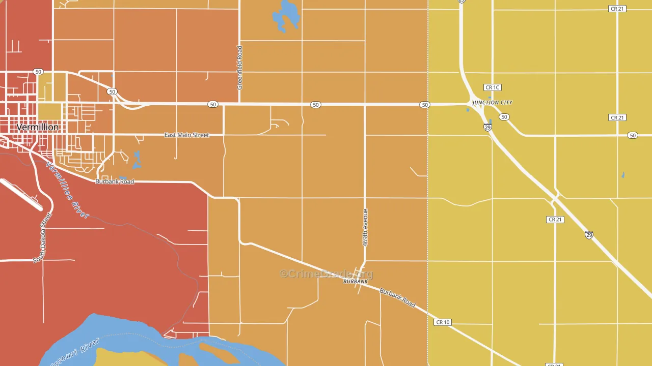 Burbank, SD Map of Burglary Rates