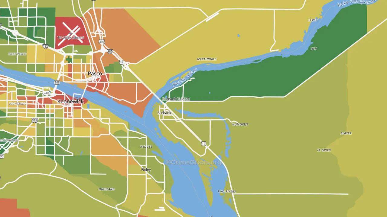 Burbank, WA Map of Burglary Rates