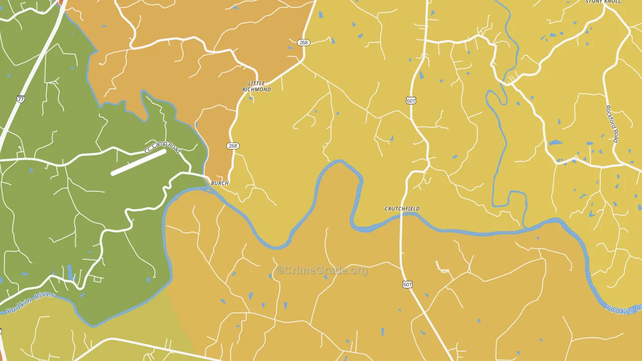 Burch, NC Map of Burglary Rates