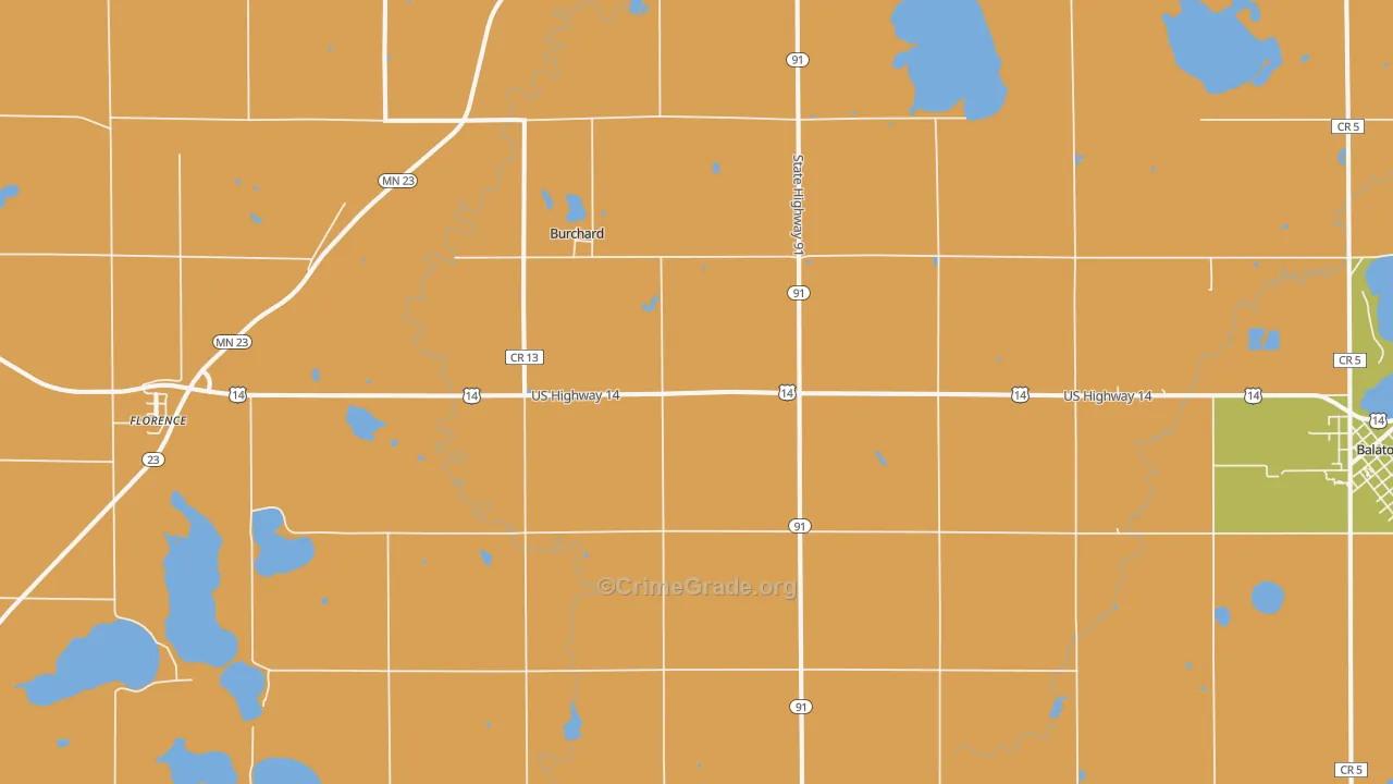 Burchard, MN Map of Burglary Rates