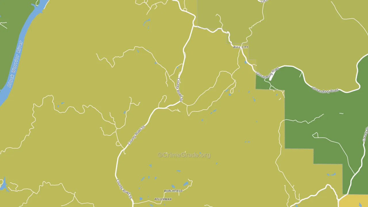 Burchfield, AL Map of Burglary Rates