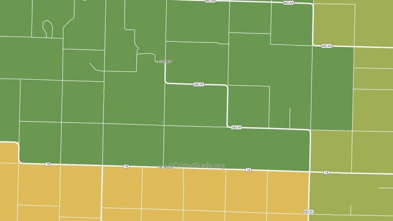 Burdett, MO Map of Burglary Rates