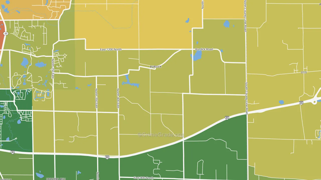 Burdick, IN Map of Burglary Rates