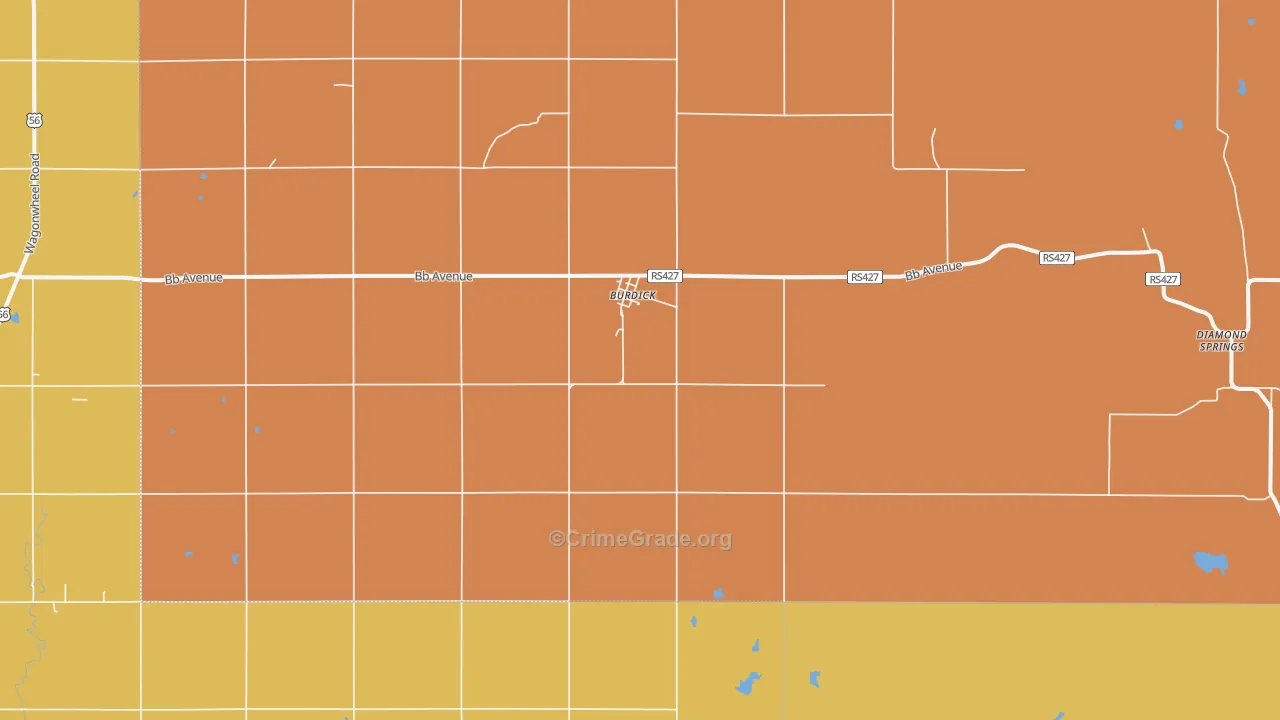 Burdick, KS Map of Burglary Rates