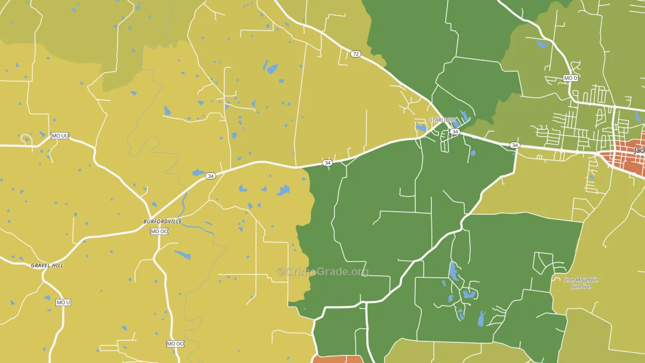 Burfordville, MO Map of Burglary Rates