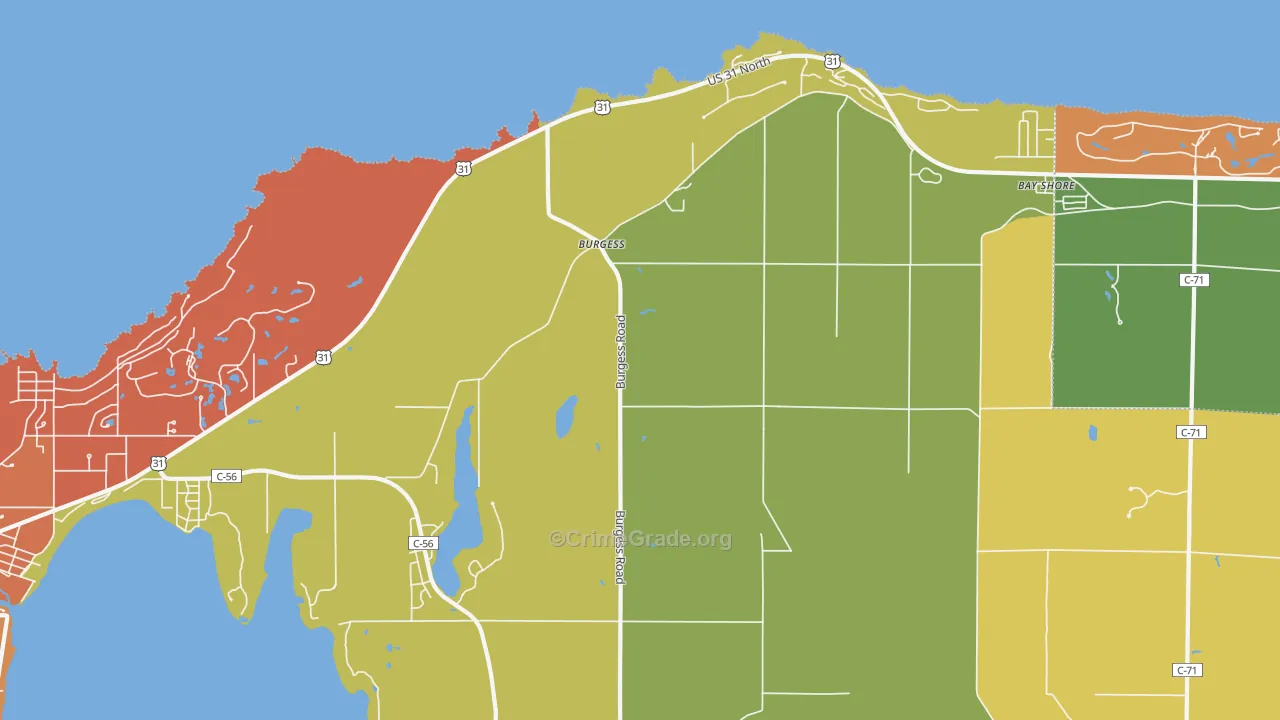 Burgess, MI Map of Burglary Rates