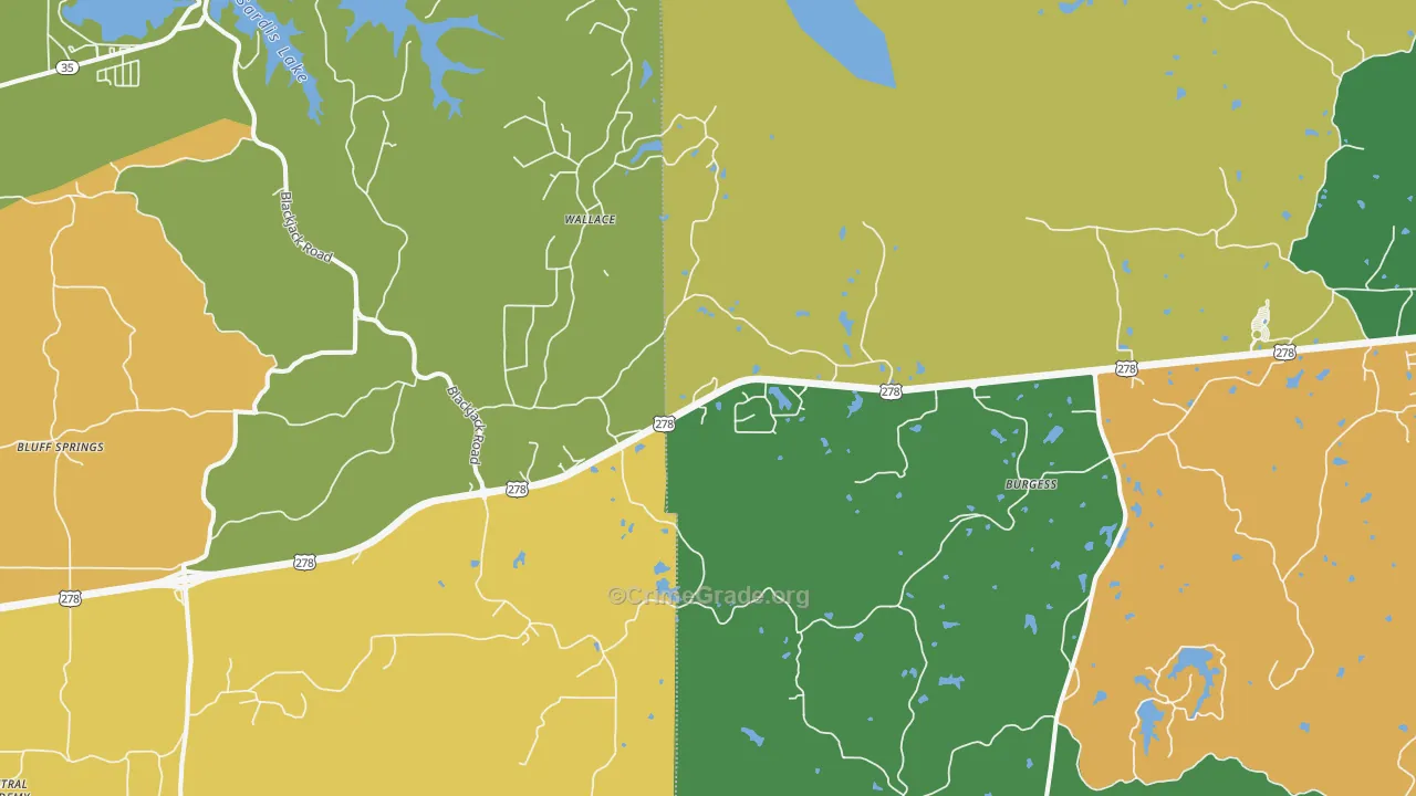 Burgess, MS Map of Burglary Rates