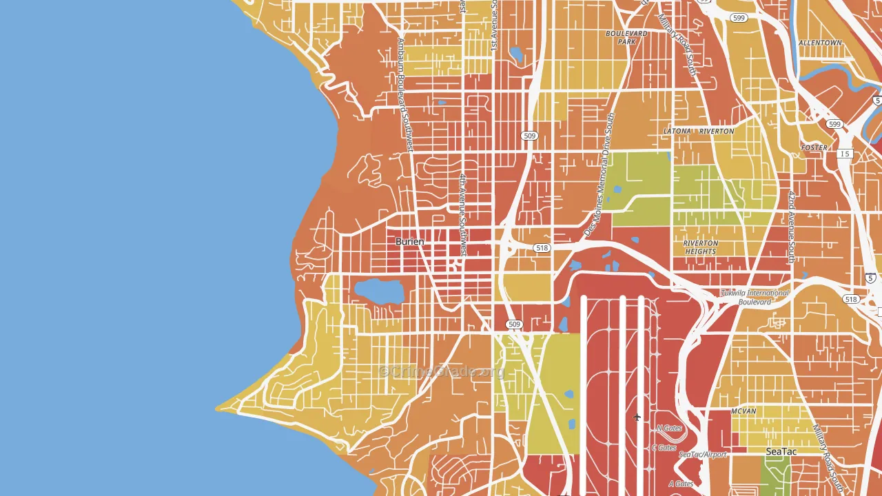 Burien, WA Map of Burglary Rates