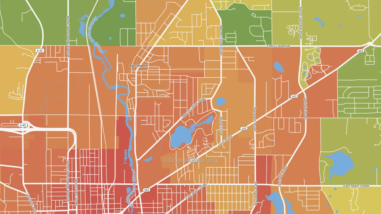 Burke Acres, Kalamazoo, MI Map of Burglary Rates