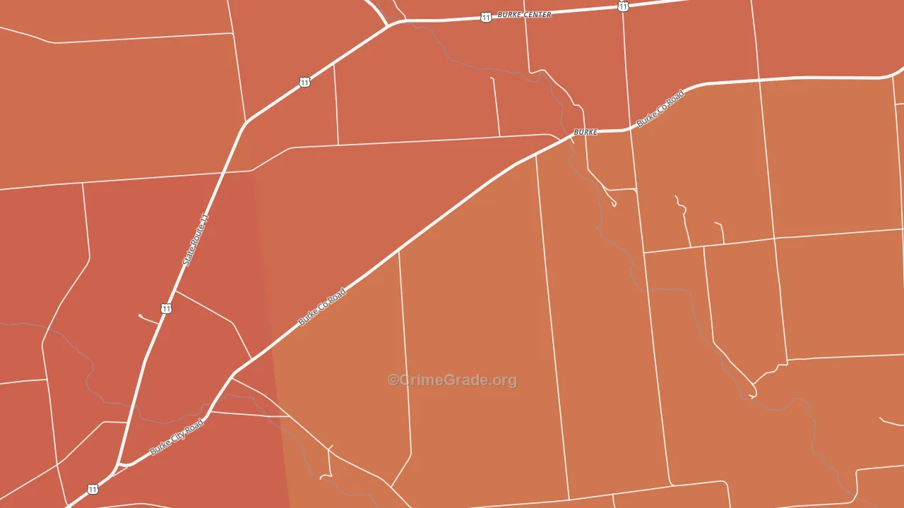 Burke Center, NY Map of Burglary Rates