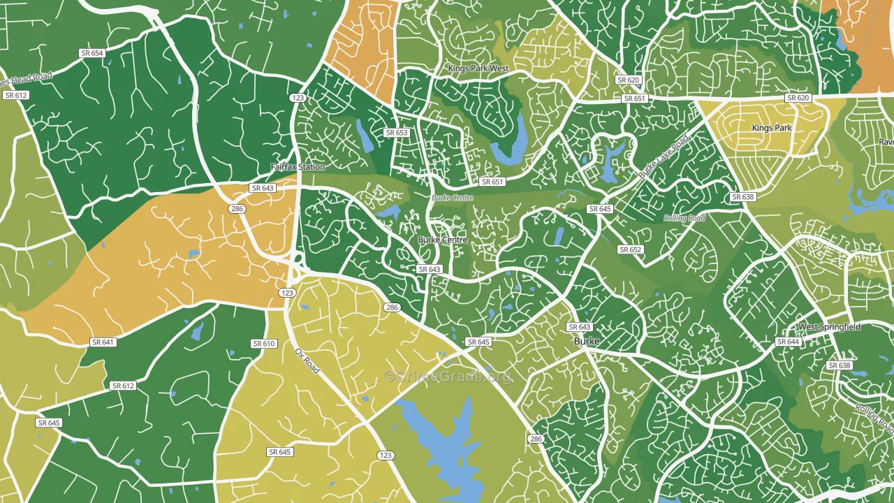 Burke Centre, VA Map of Burglary Rates