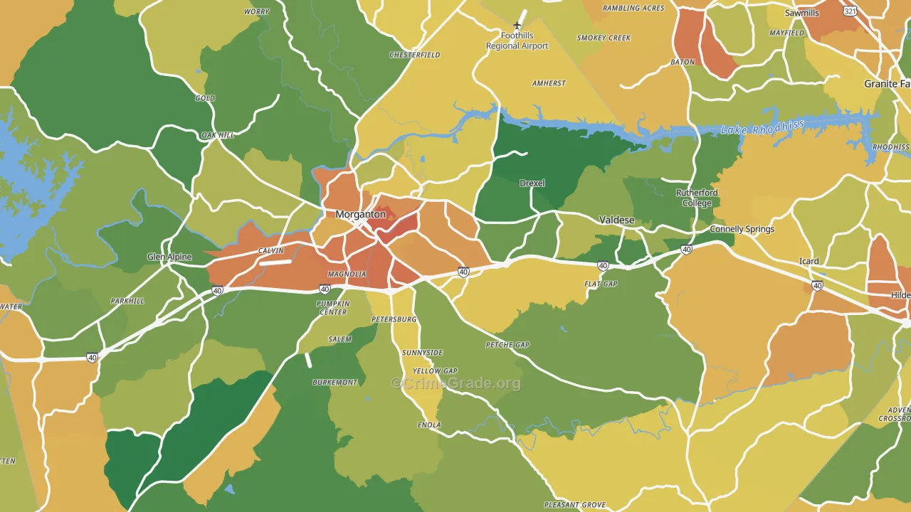 Burke County, NC Map of Burglary Rates