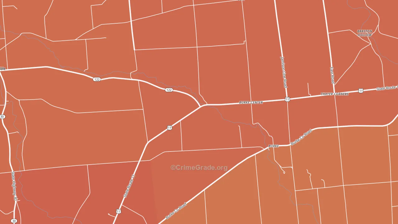 Burke, NY Map of Burglary Rates
