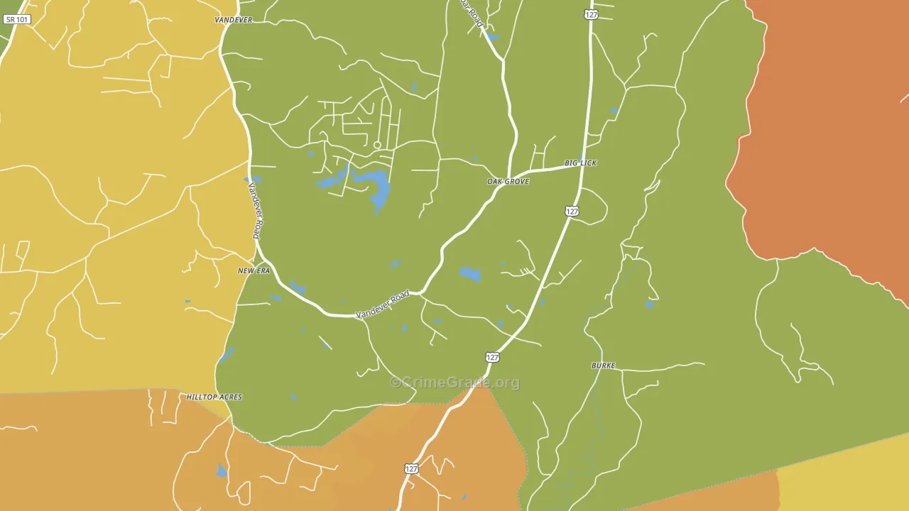 Burke, TN Map of Burglary Rates