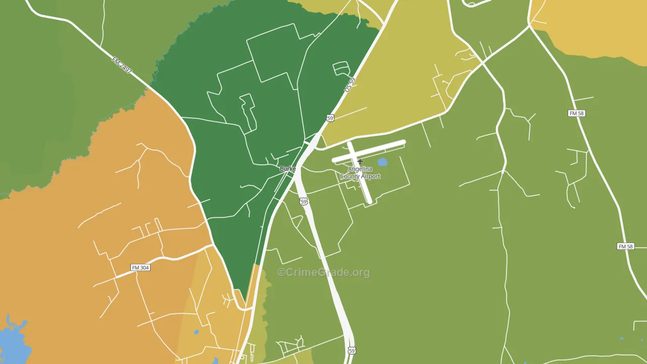 Burke, TX Map of Burglary Rates