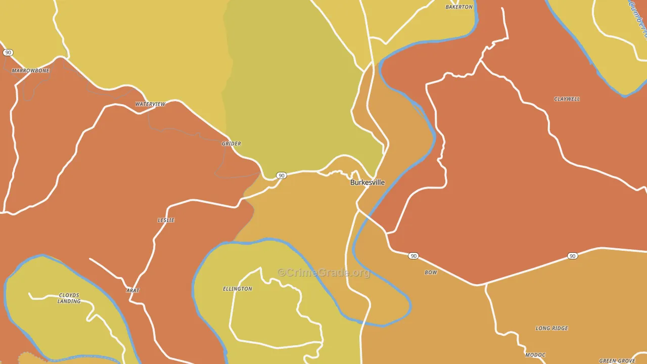 Burkesville, KY Map of Burglary Rates