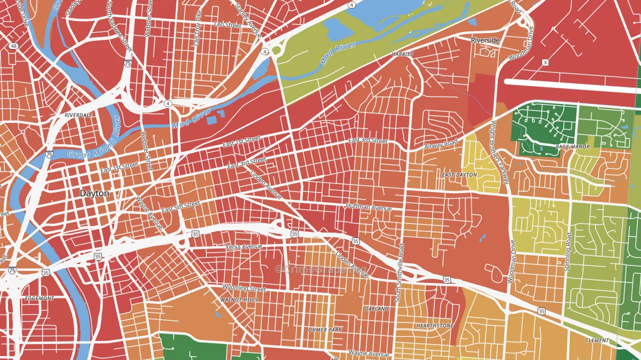 Burkhardt, Dayton, OH Map of Burglary Rates