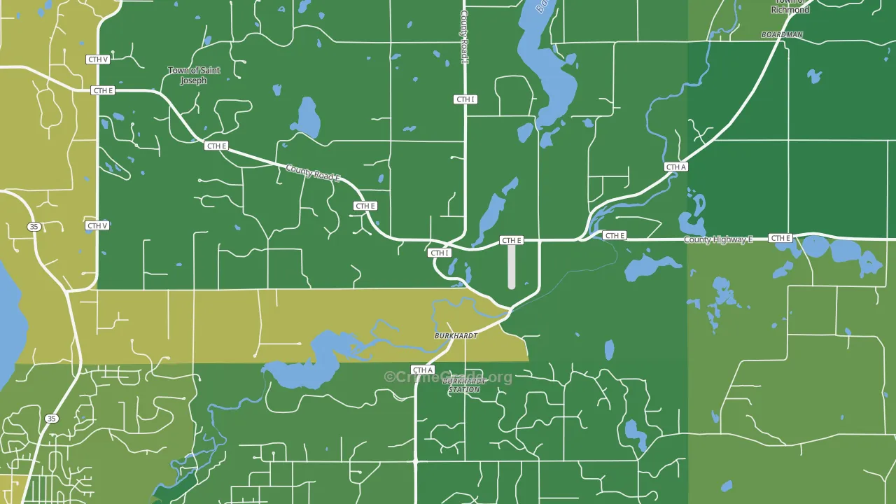 Burkhardt, WI Map of Burglary Rates
