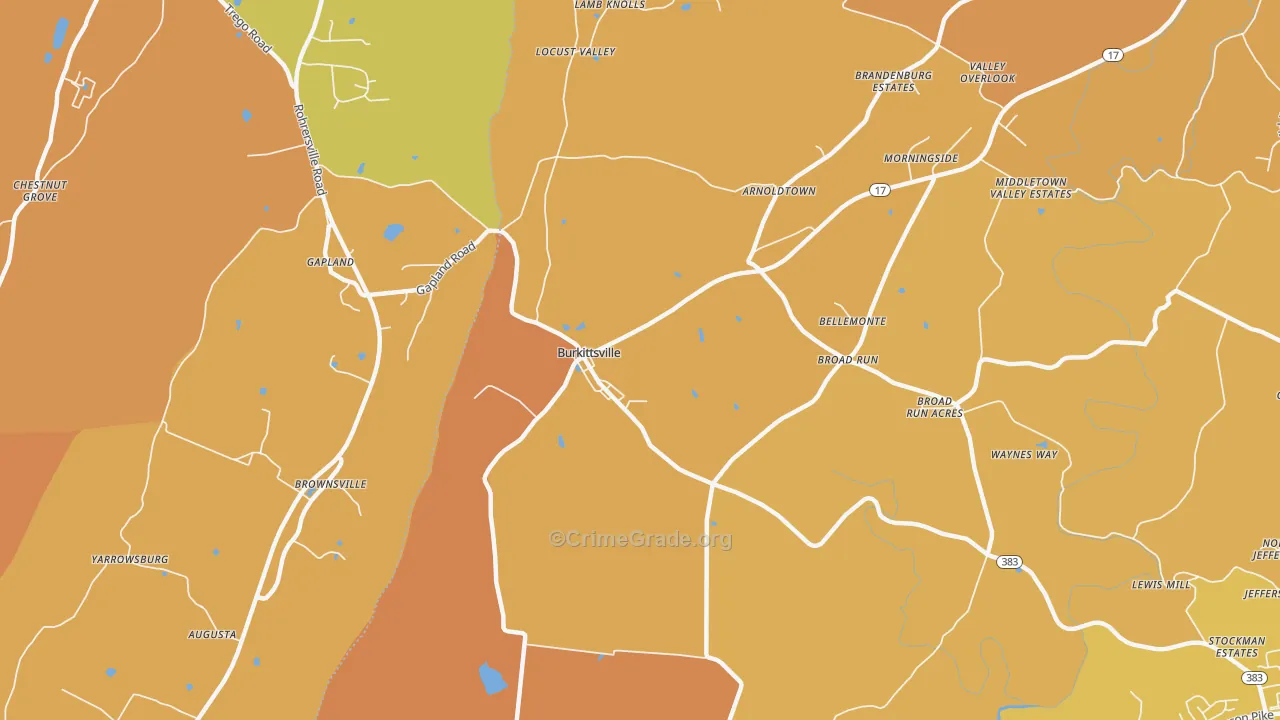 Burkittsville, MD Map of Burglary Rates