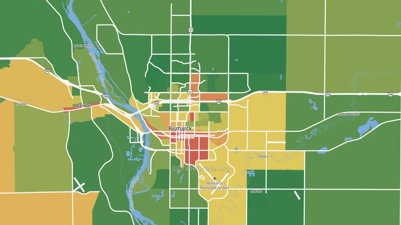 Burleigh County, ND Map of Burglary Rates
