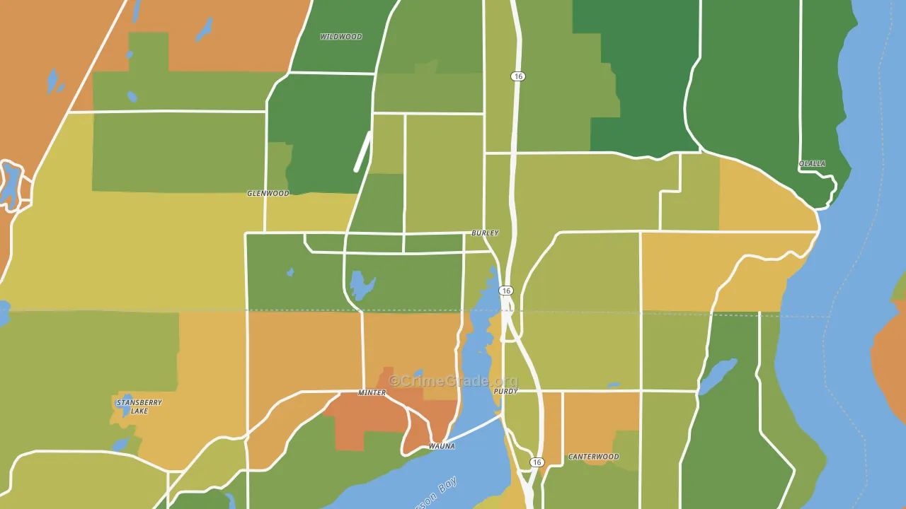 Burley, WA Map of Burglary Rates