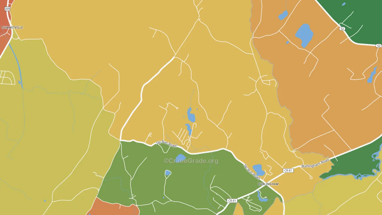 Burlingham, NY Map of Burglary Rates