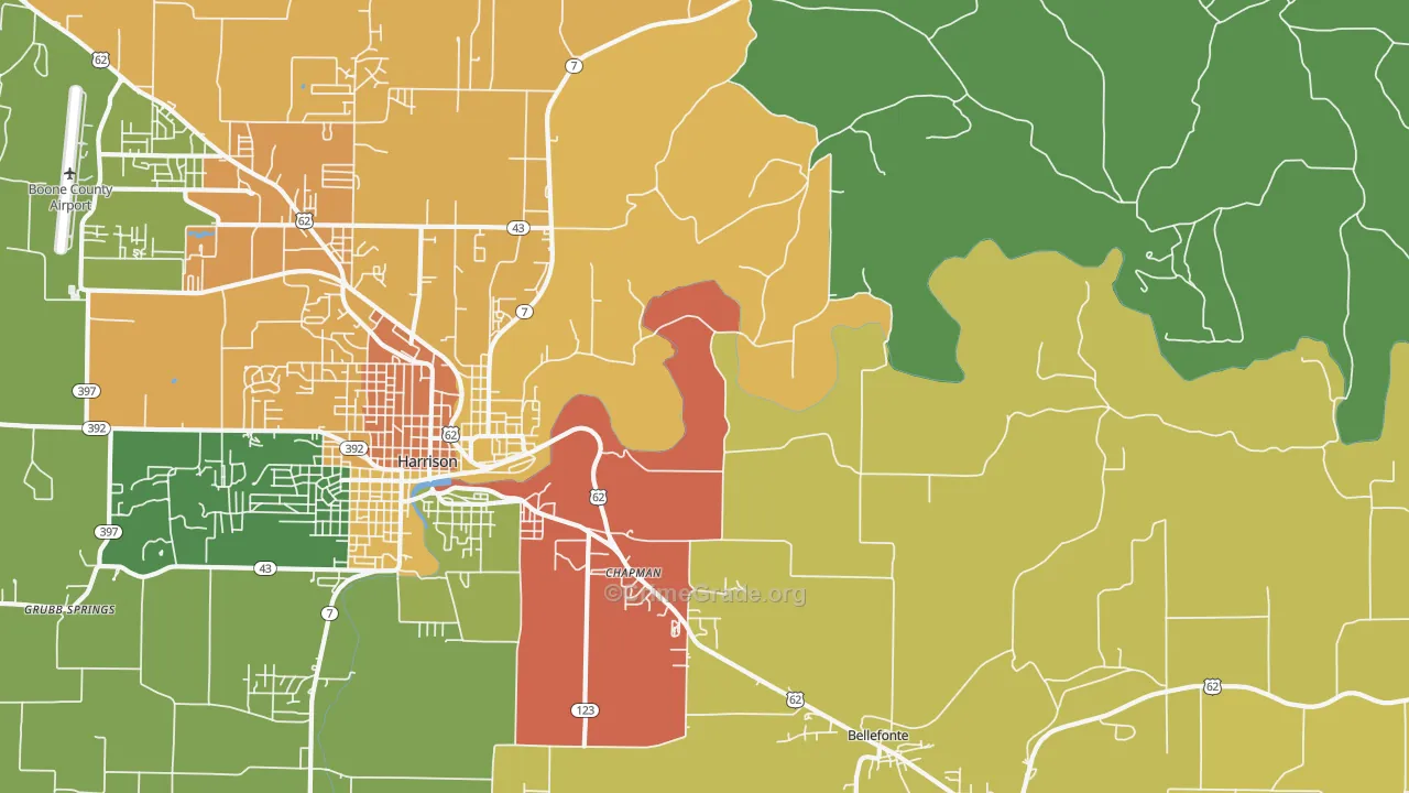 Burlington, AR Map of Burglary Rates
