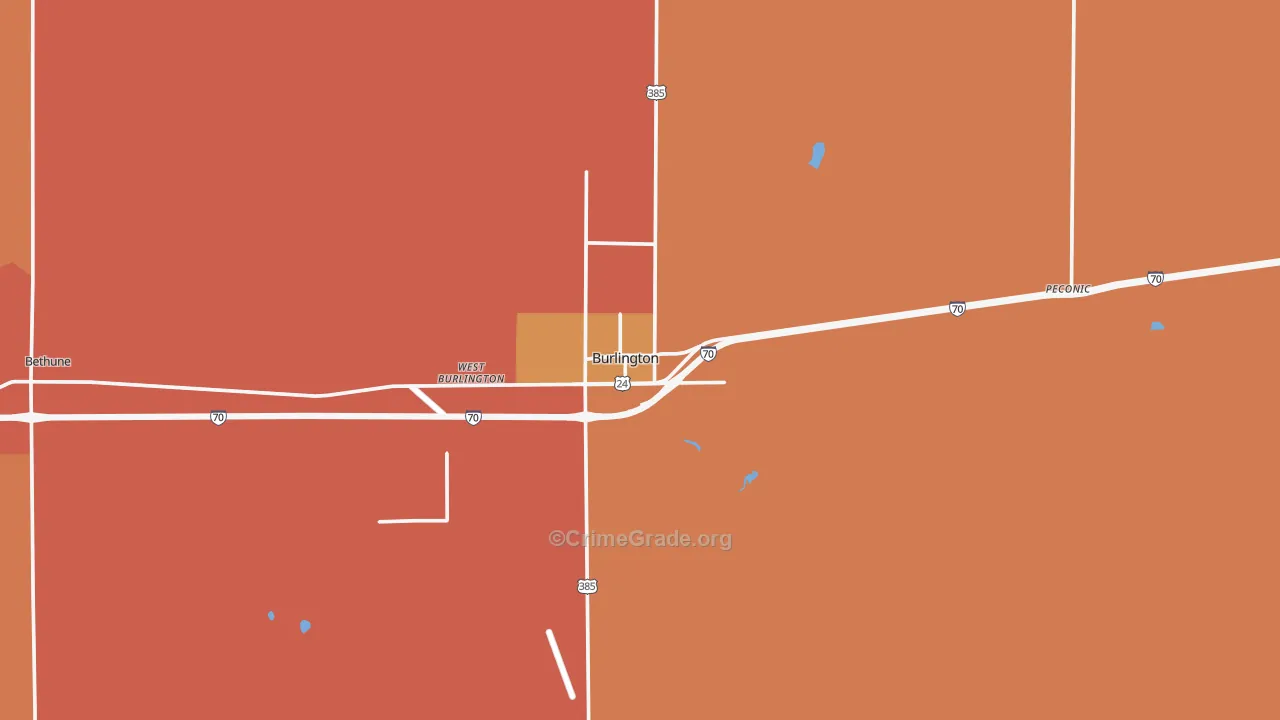 Burlington, CO Map of Burglary Rates