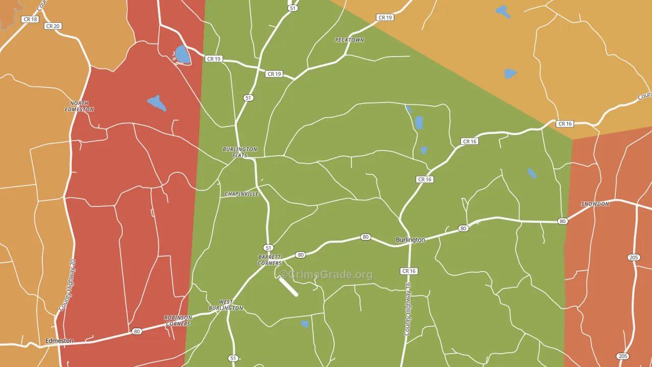 Burlington Flats, NY Map of Burglary Rates