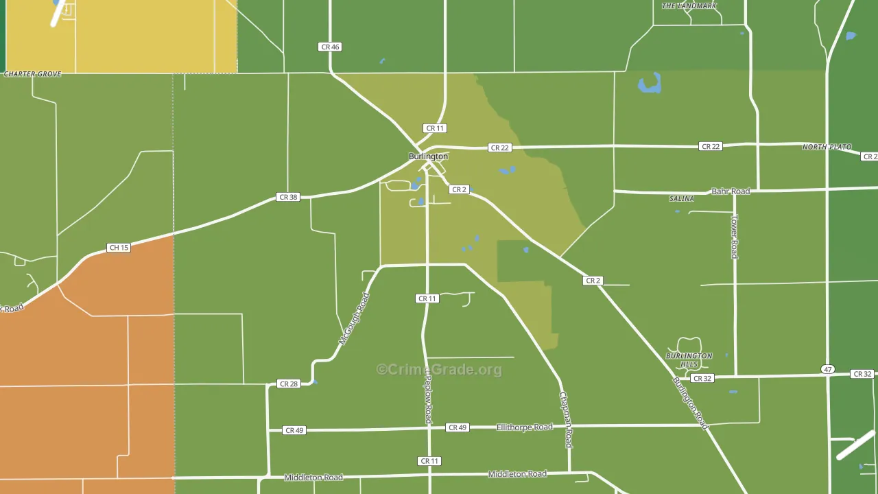 Burlington, IL Map of Burglary Rates