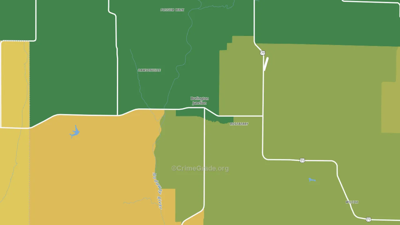 Burlington Junction, MO Map of Burglary Rates