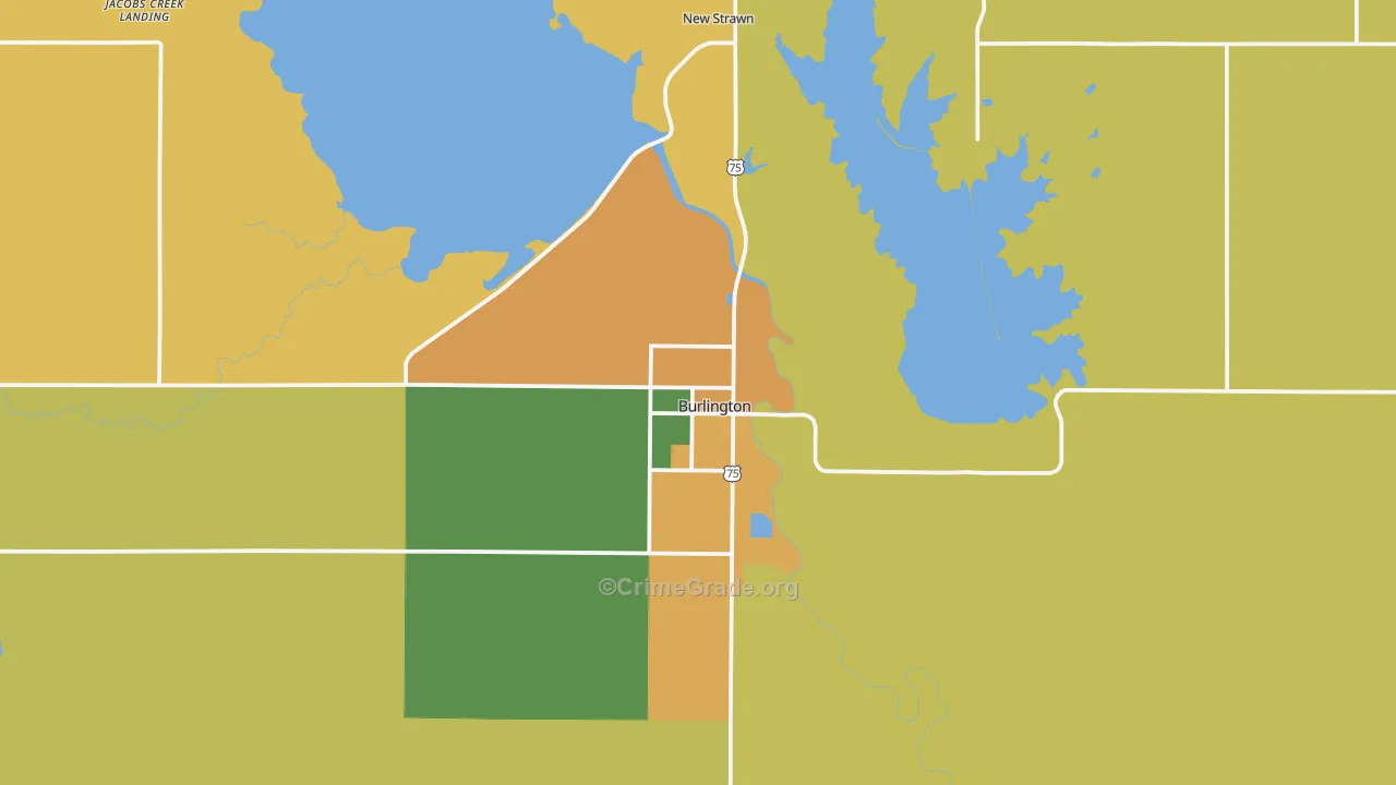 Burlington, KS Map of Burglary Rates