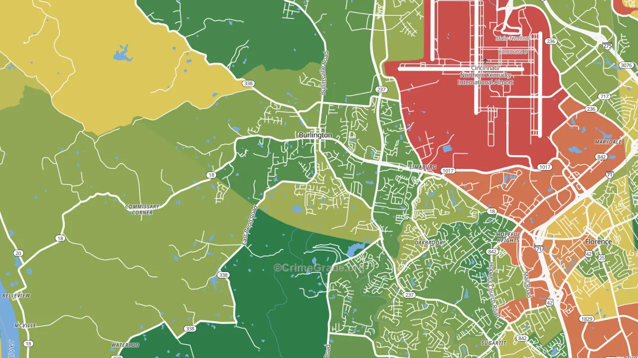 Burlington, KY Map of Burglary Rates