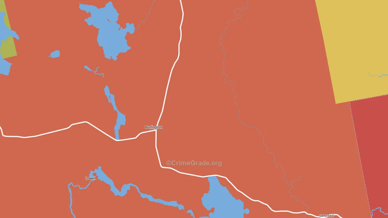 Burlington, ME Map of Burglary Rates