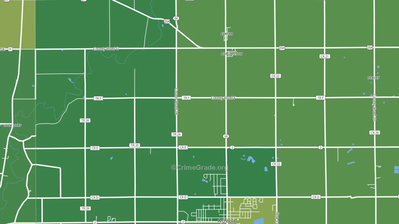 Burlington, OH Map of Burglary Rates