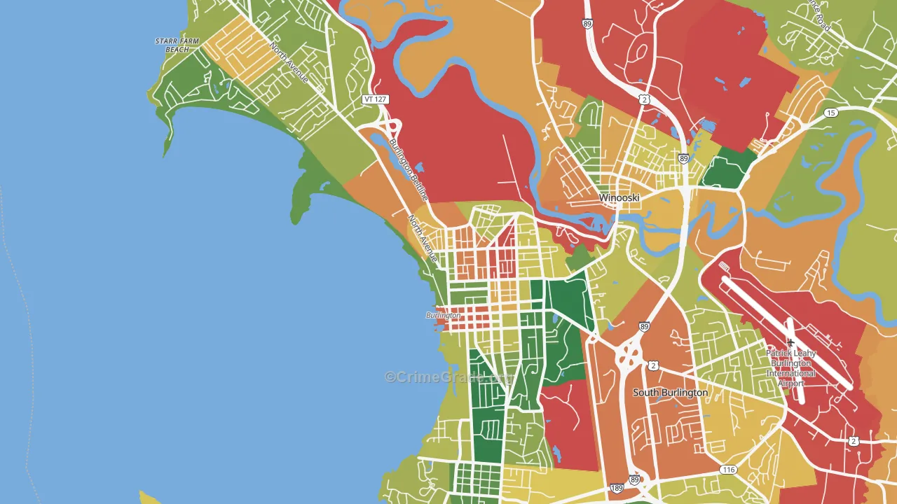 Burlington, VT Map of Burglary Rates
