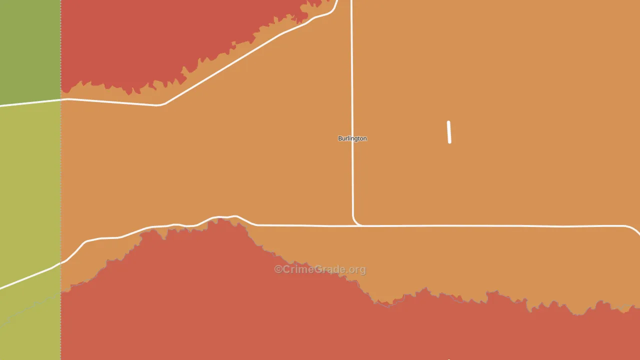 Burlington, WY Map of Burglary Rates