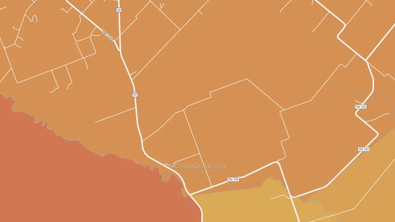 Burnell, TX Map of Burglary Rates